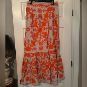 Anthropologie Orange and Gray Maxi Skirt